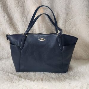2015 Coach Ava II Soft Pebbled Leather Tote - Midnight Blue - Style 37216